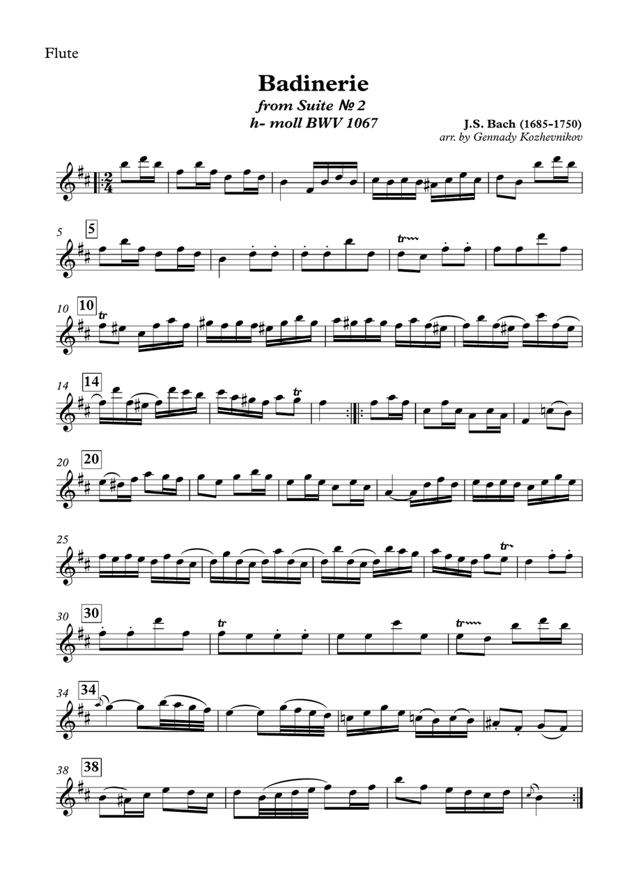 J.S. Bach, Badinerie from Suite #2 h-moll (BWV 1067) Woodwind Trio scores gallery preview page 2