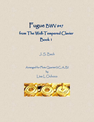Fugue BWV 847 from The Well-Tempered Clavier, Book 1 for Flute Quartet (2C, A, B)