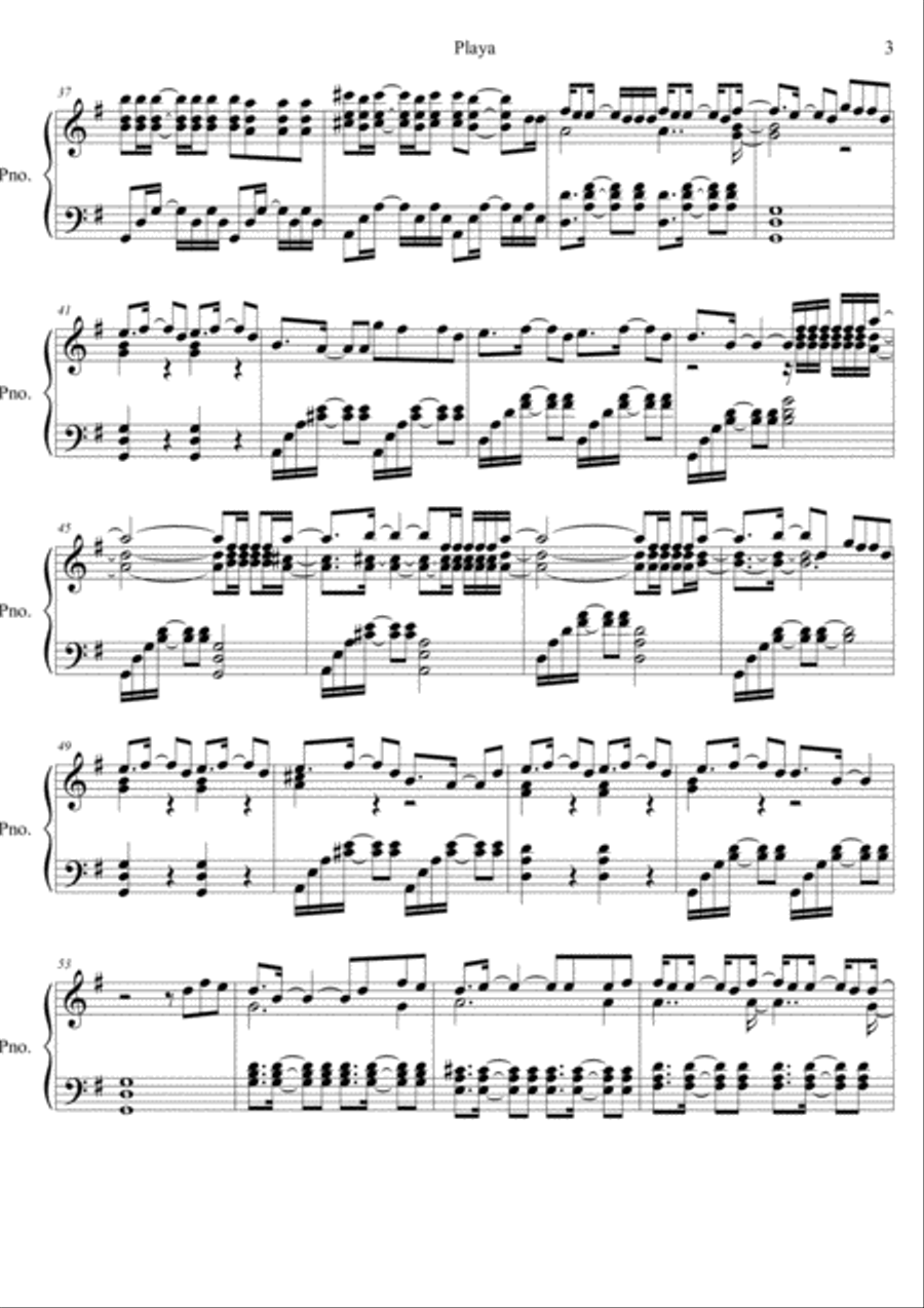 Playa Playa Piano Solo scores gallery preview page 3