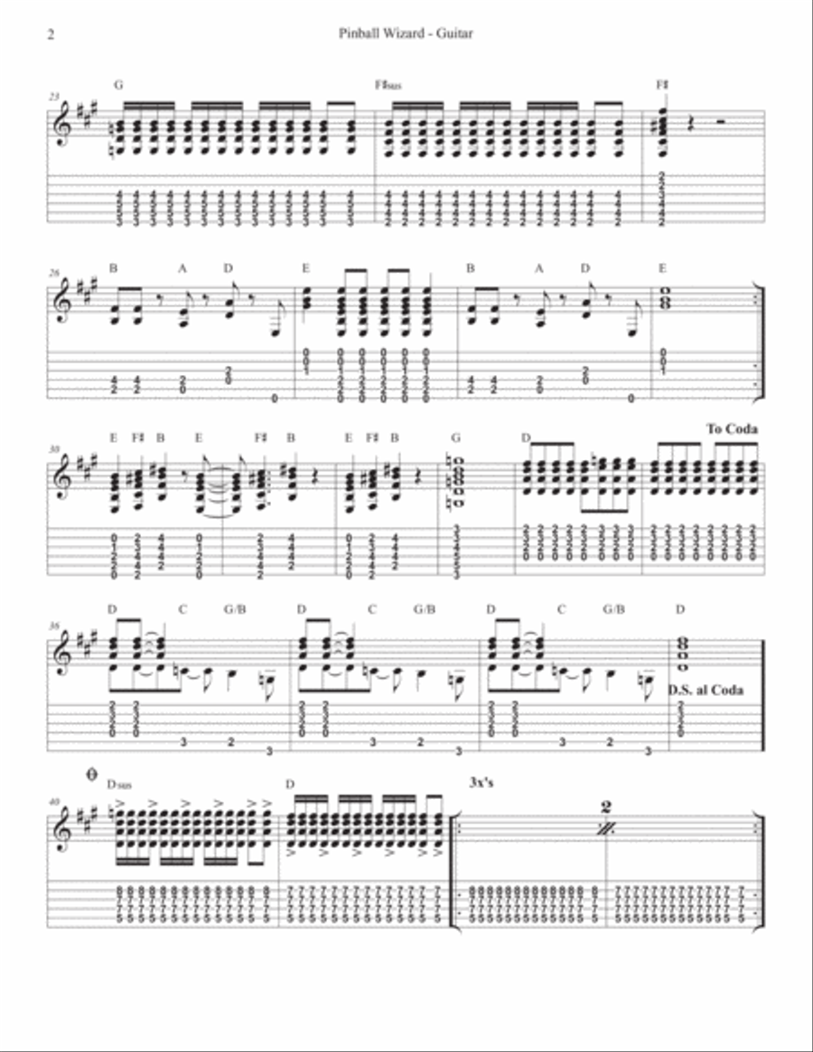 Pinball Wizard Pinball Wizard Guitar Tablature scores gallery preview page 2