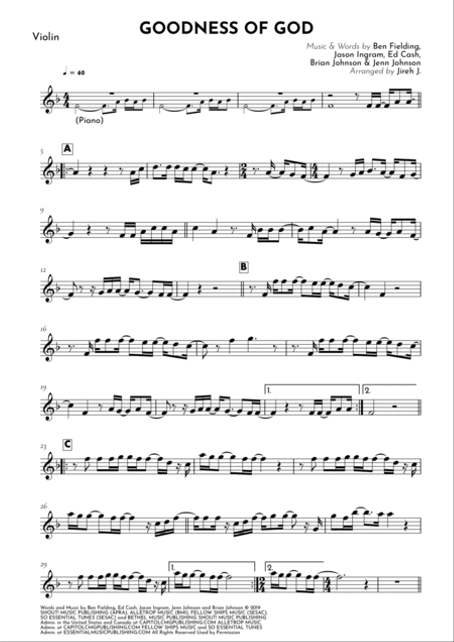 Goodness Of God Violin Solo scores gallery preview page 2