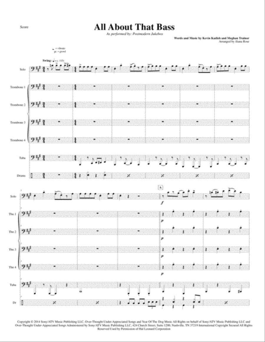 All About That Bass Brass Ensemble scores gallery preview page 1