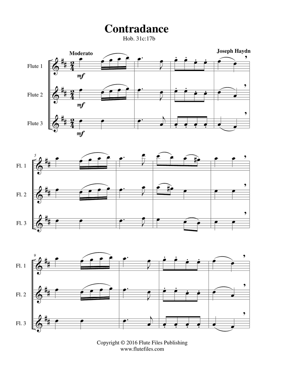 Contradance, Hob. 31c - Flute Trio Flute Trio scores gallery preview page 3