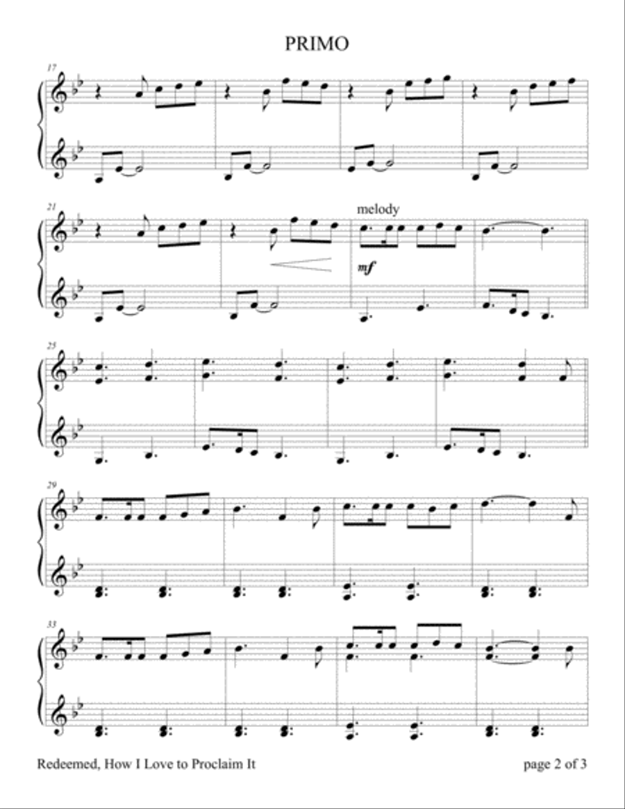 Redeemed, How I Love to Proclaim It (1 Piano, 4 Hands Duet) 1 Piano, 4-Hands scores gallery preview page 3