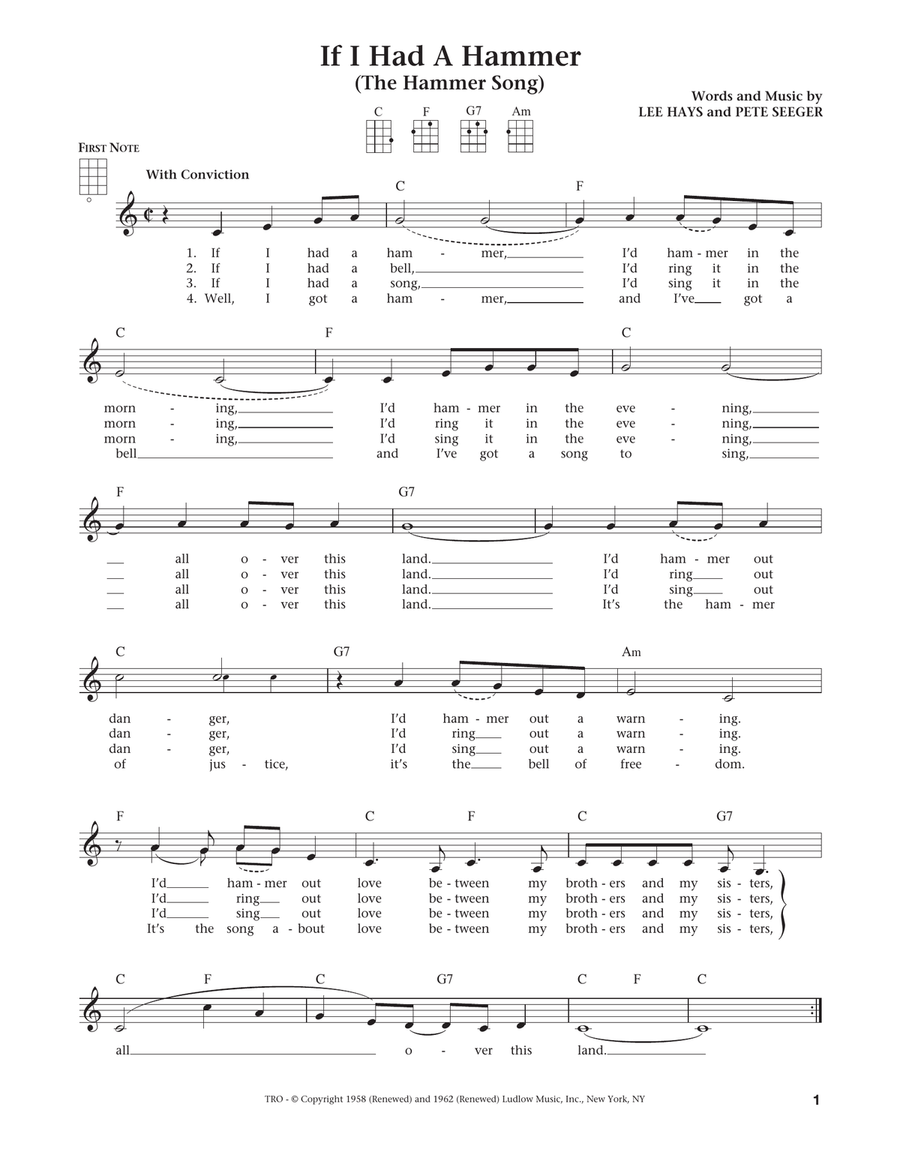 If I Had A Hammer (The Hammer Song) (from The Daily Ukulele) (arr. Liz and Jim Beloff)
