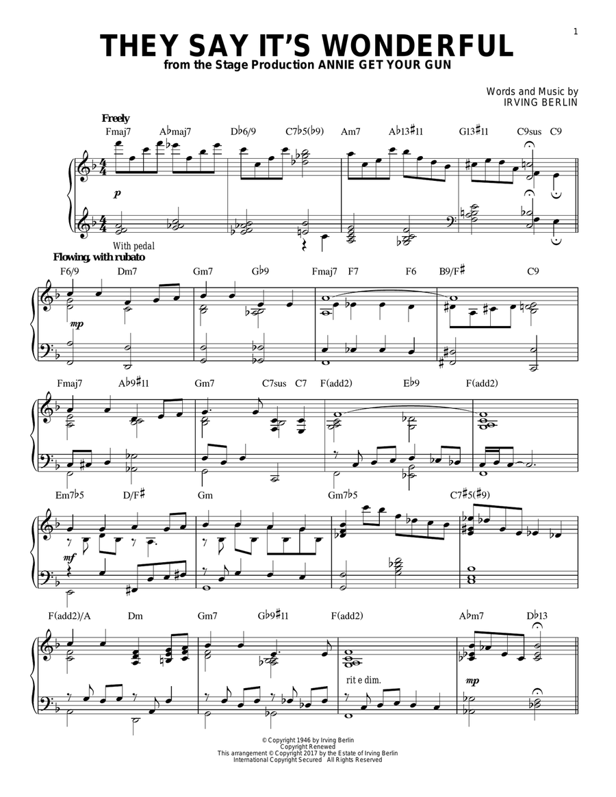 They Say It's Wonderful [Jazz version] Piano Solo scores gallery preview page 1