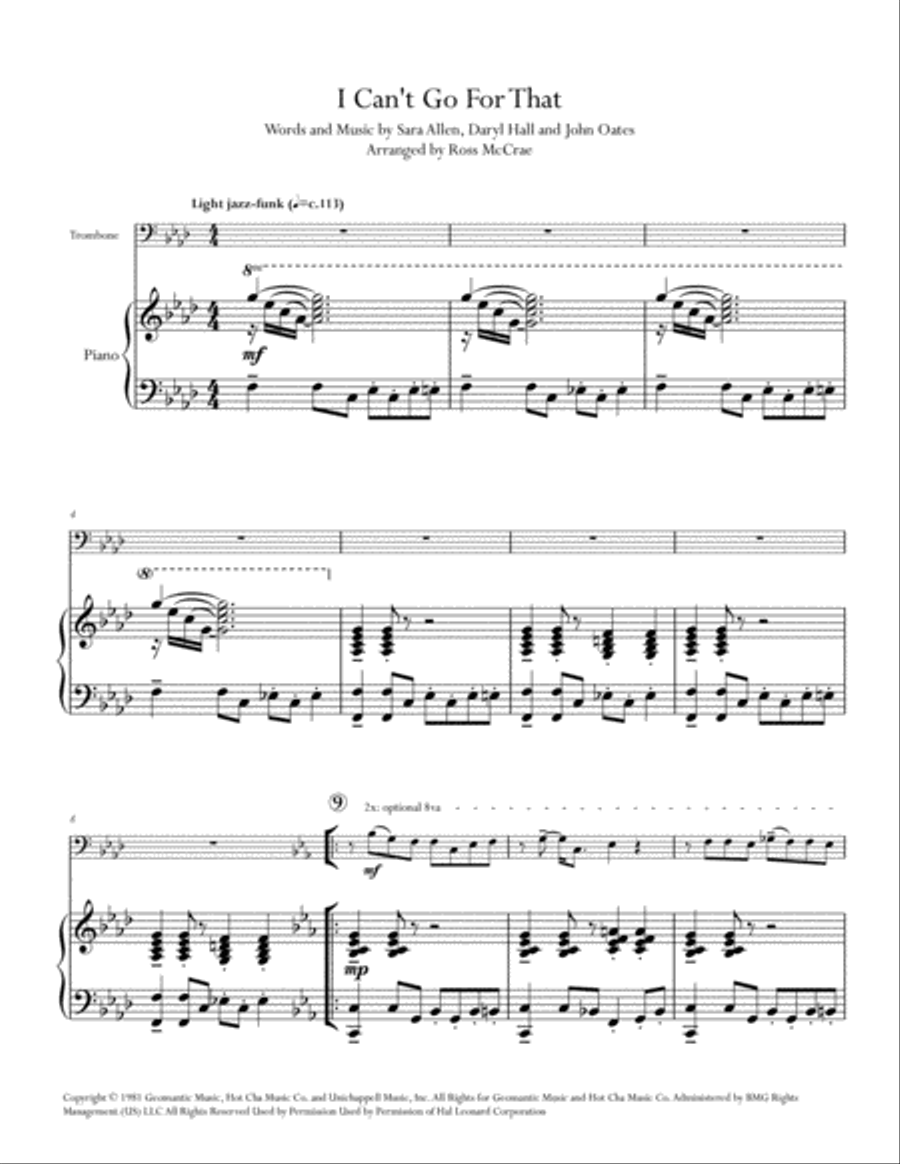 I Can't Go For That Piano scores gallery preview page 4