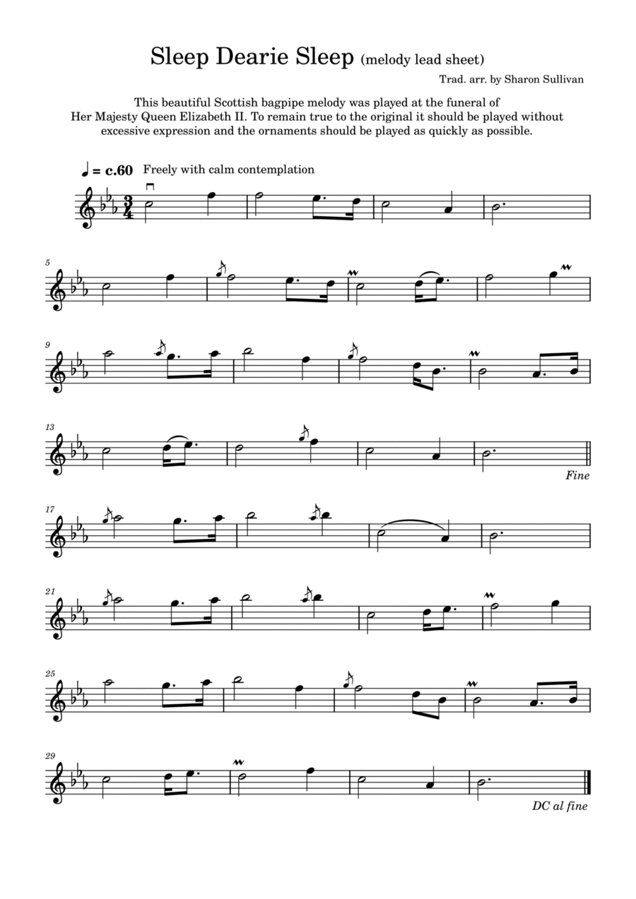 Sleep Dearie Sleep (melody lead sheet) Piano scores gallery preview page 1