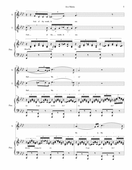 Ave Maria (for 2-part choir (Soprano & Tenor) - English Lyrics - Medium Key) - Piano Accompaniment image number null