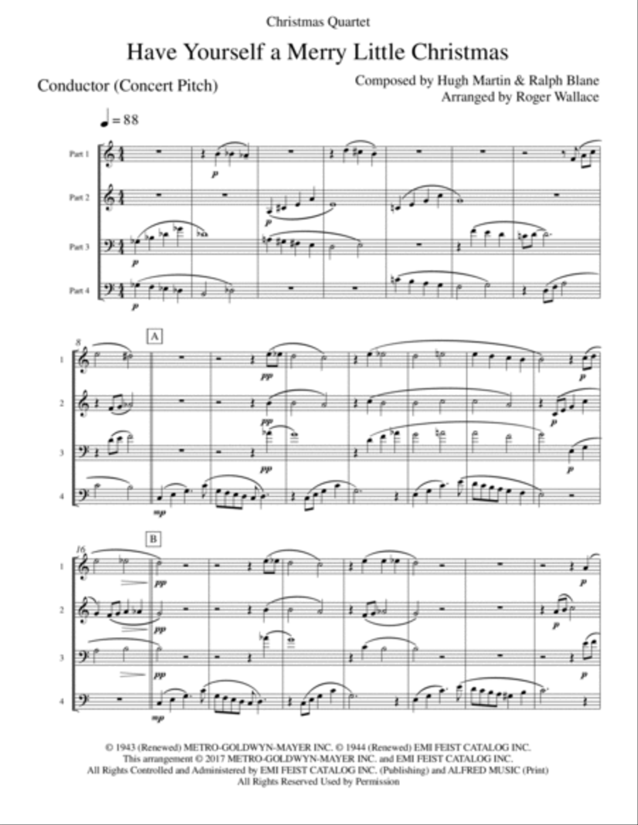 Have Yourself A Merry Little Christmas Brass Quartet scores gallery preview page 2
