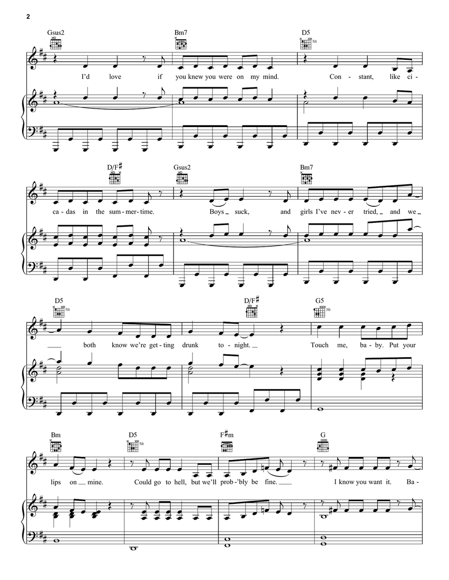 Naked In Manhattan Piano, Vocal, Guitar scores gallery preview page 2