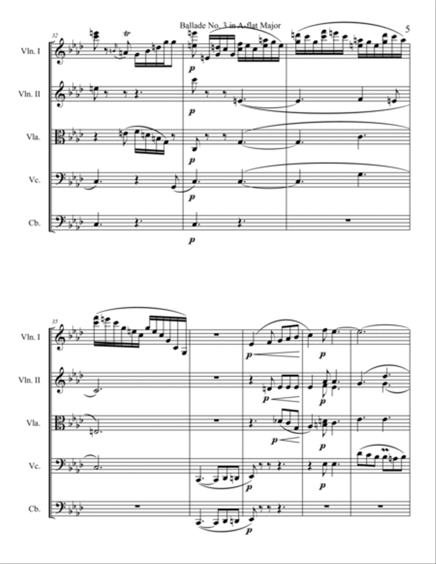 Ballade No. 3 in A-Flat Major String Orchestra scores gallery preview page 5