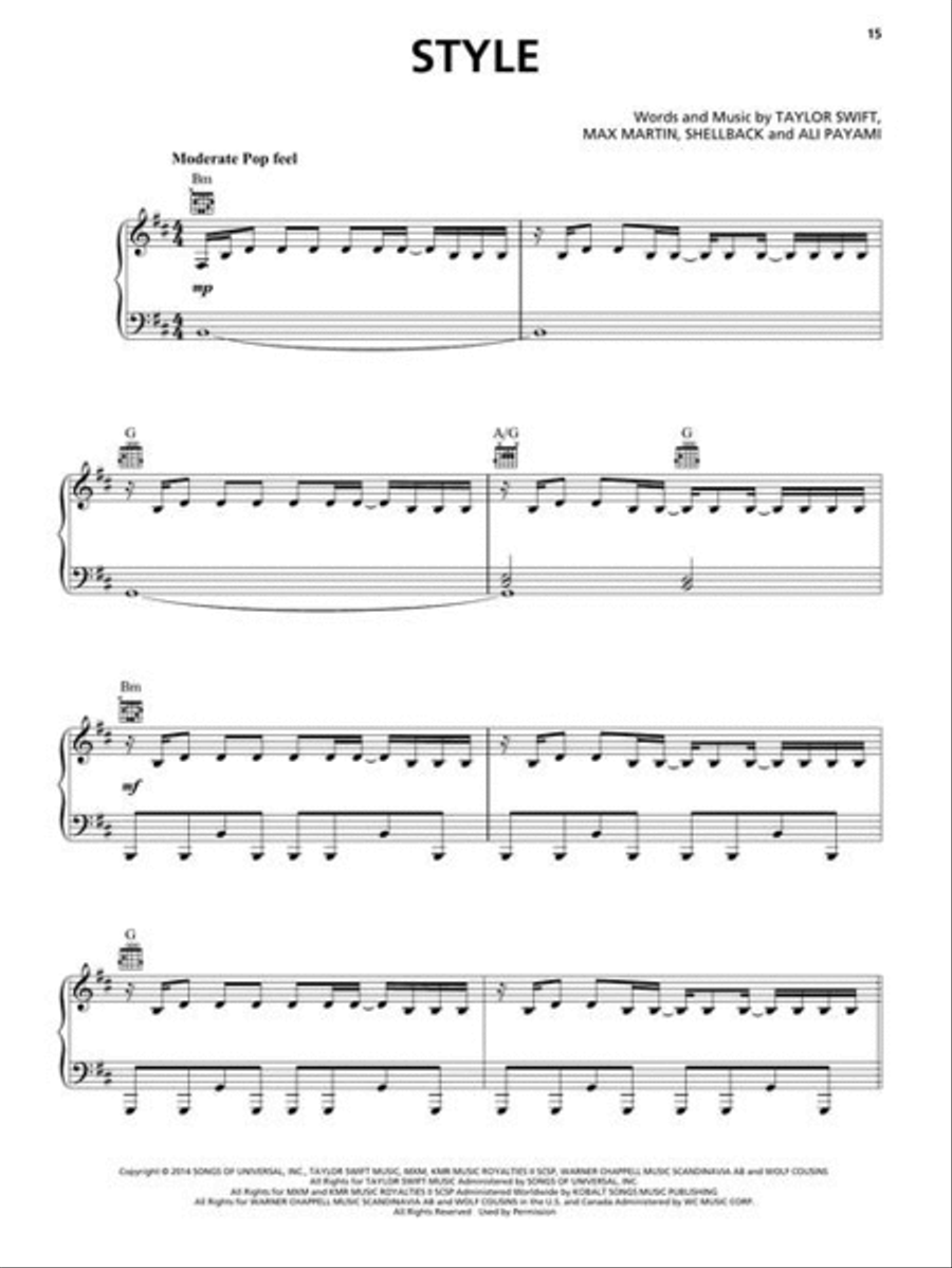 Taylor Swift – 1989 (Taylor's Version) Piano, Vocal, Guitar scores gallery preview page 5