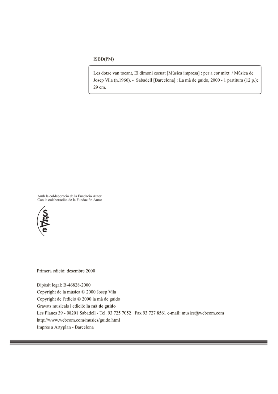 Les dotze van tocant. El dimoni escuat 4-Part scores gallery preview page 2