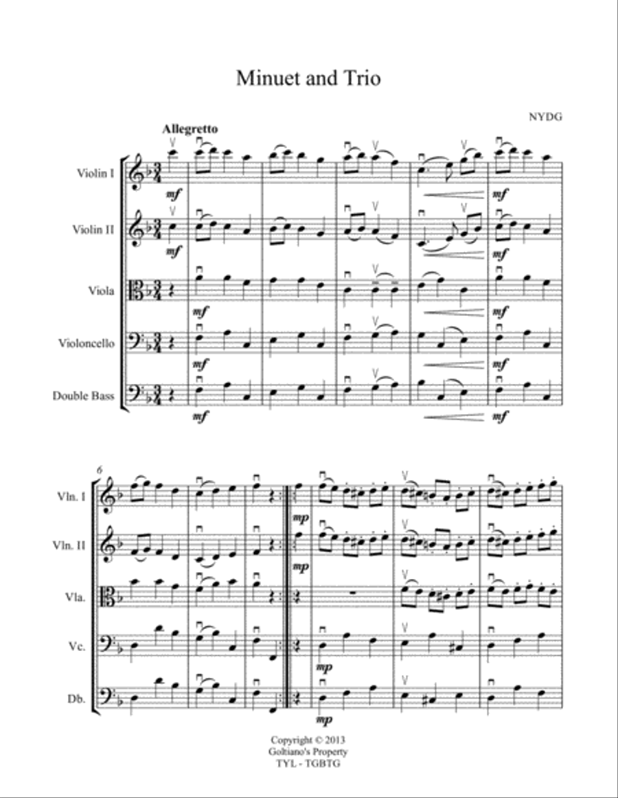 Minuet and Trio String Orchestra scores gallery preview page 1