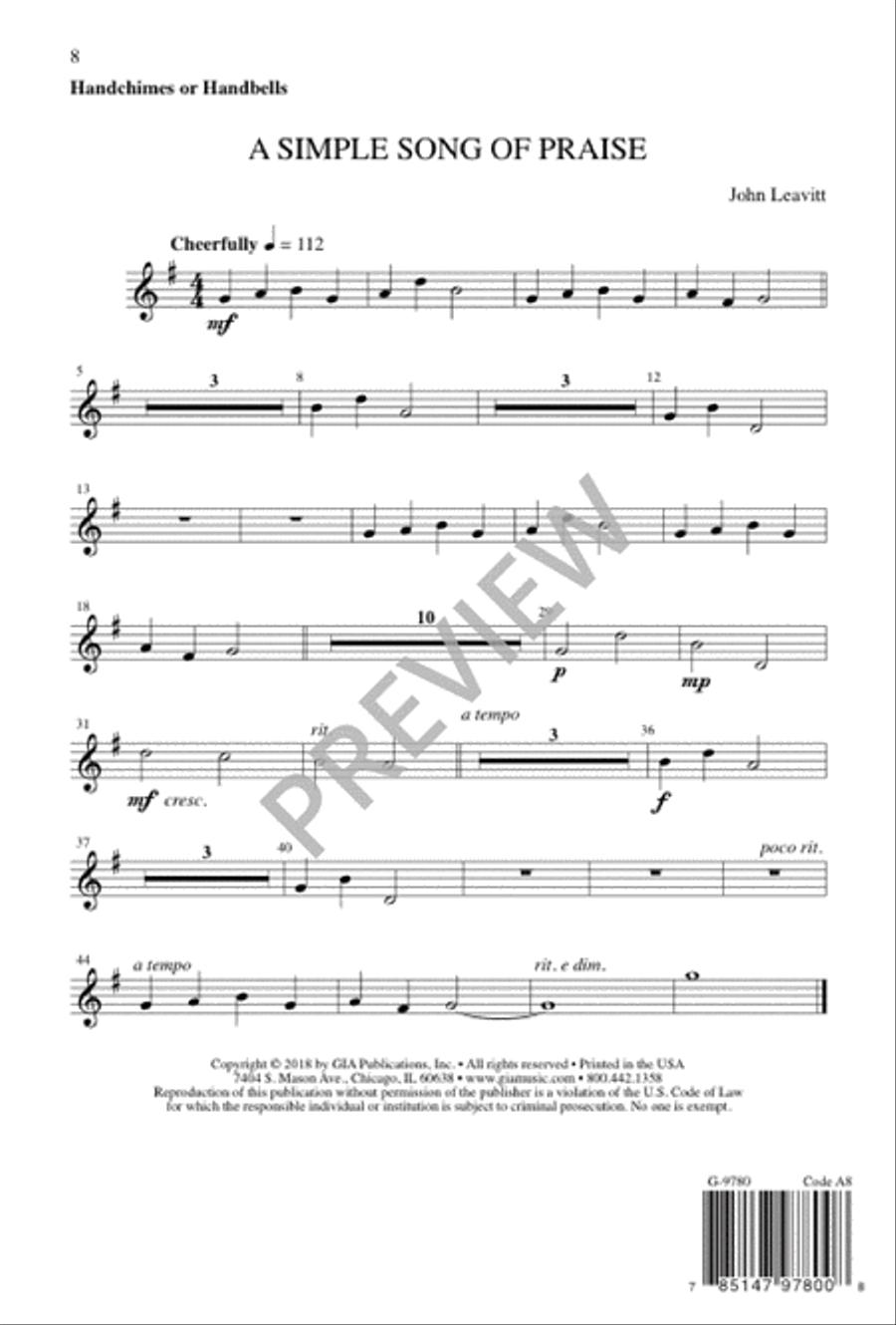 A Simple Song of Praise Unison Choir scores gallery preview page 9