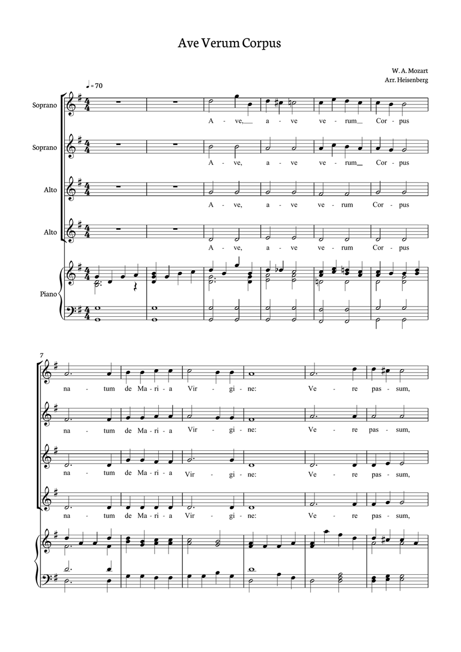 Mozart - Ave Verum Corpus for SSAA SSAA scores gallery preview page 1