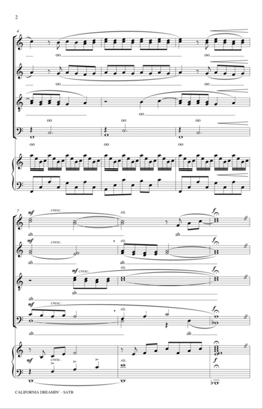 California Dreamin' (arr. Mac Huff) 4-Part scores gallery preview page 2