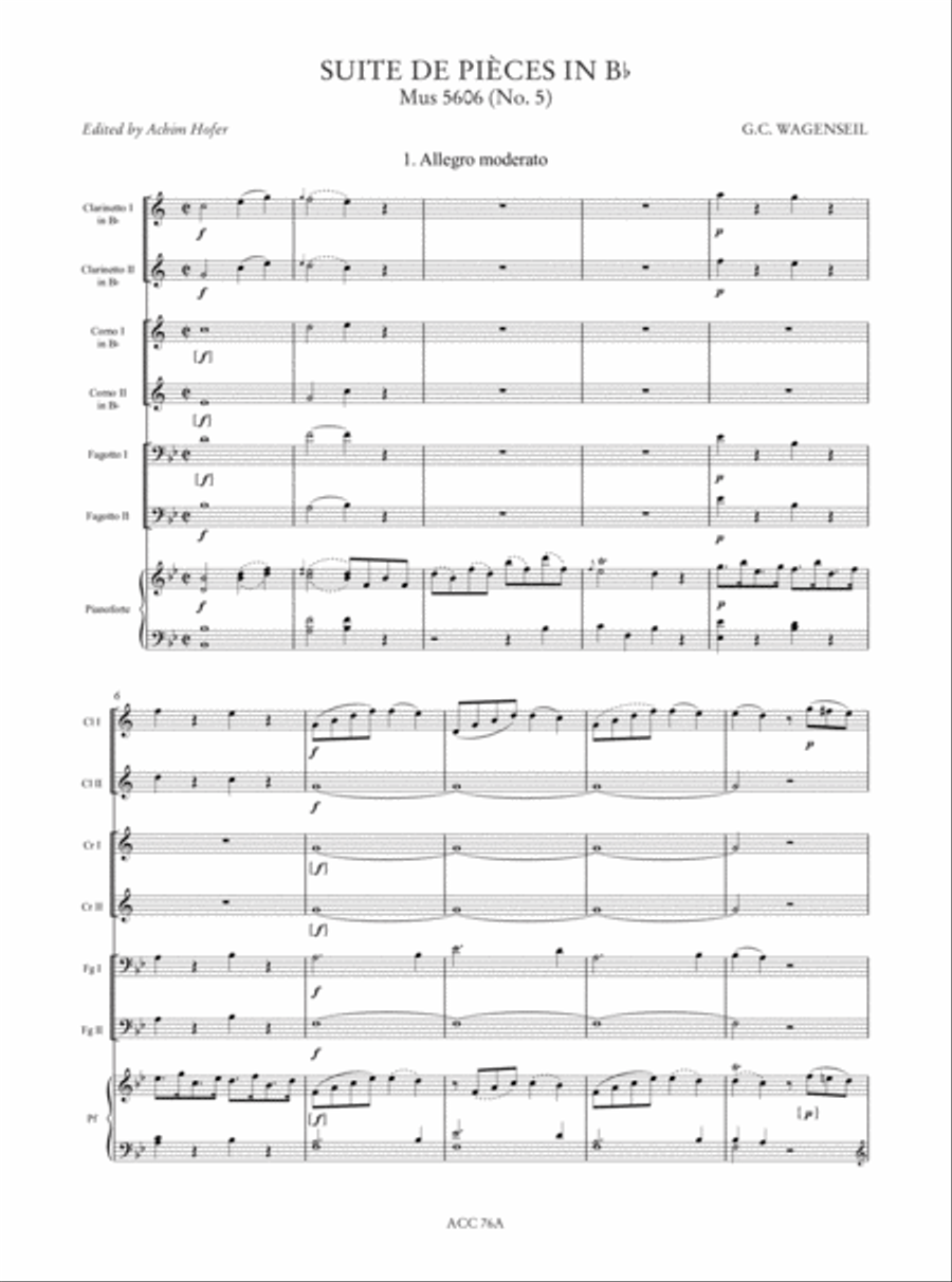 Suites de Pièces (Schwerin Ms. Mus 5602-5606) for 2 Clarinets, 2 Horns, 2 Bassoons and Piano Bassoon scores gallery preview page 9