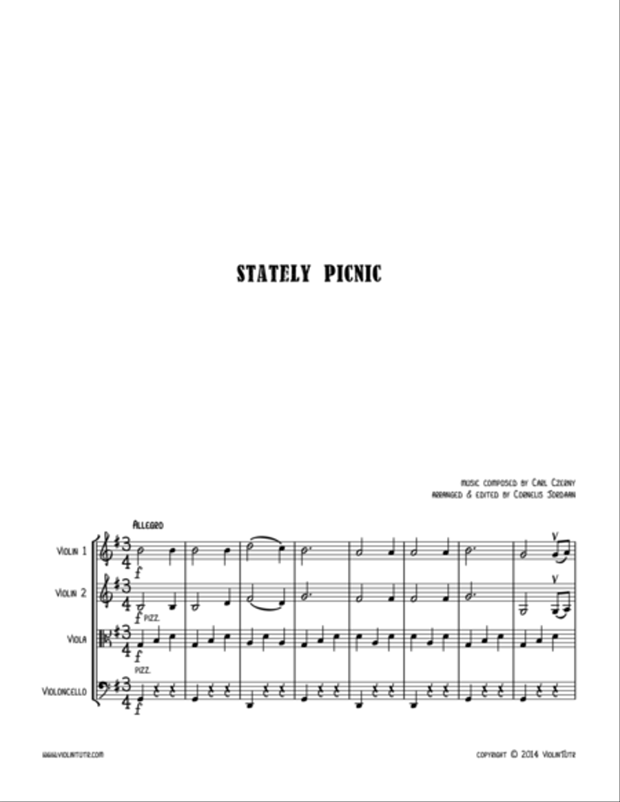 C. CZERNY : Stately Picnic, an easy string quartet String Quartet scores gallery preview page 1