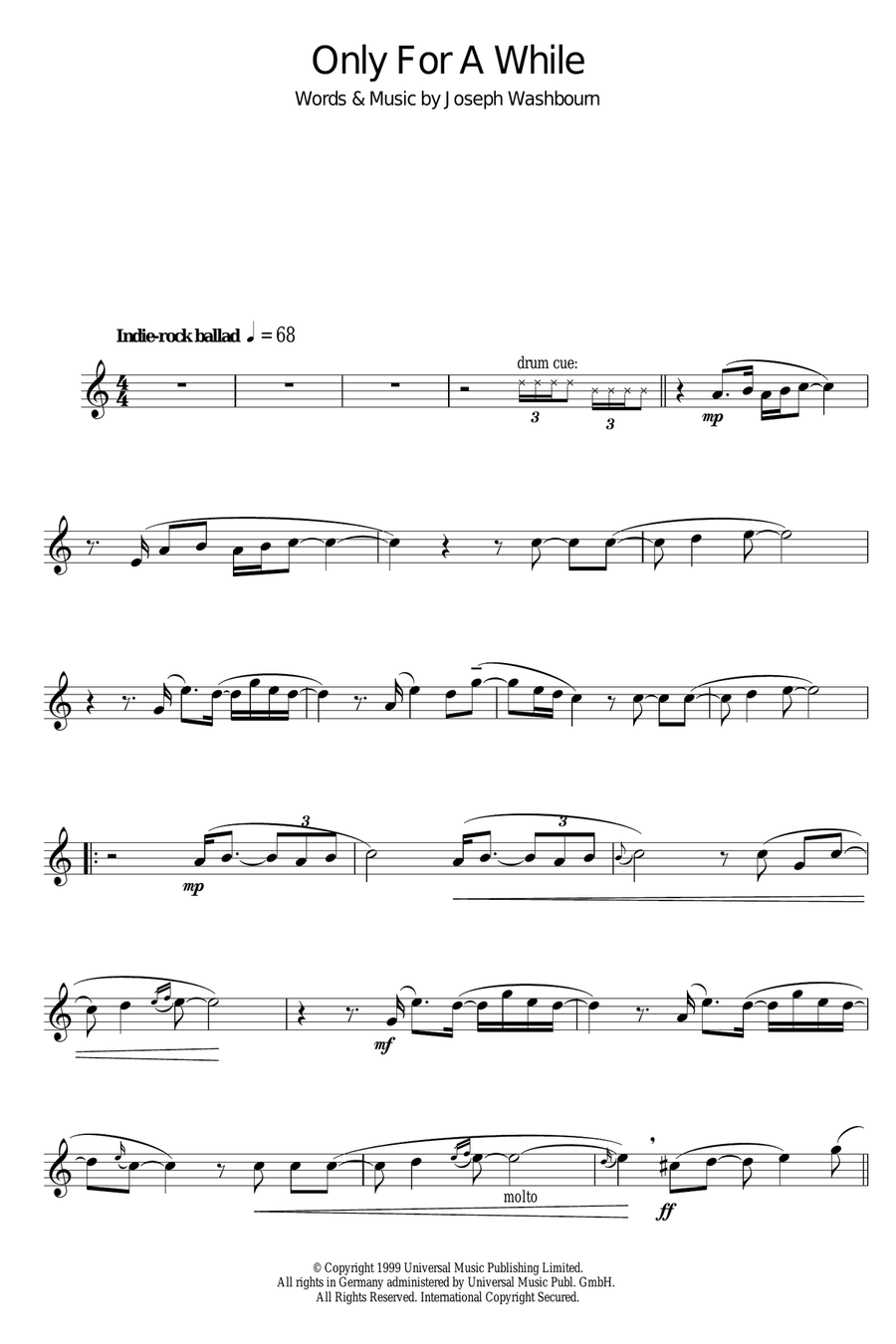 Only For A While Clarinet Solo scores gallery preview page 1