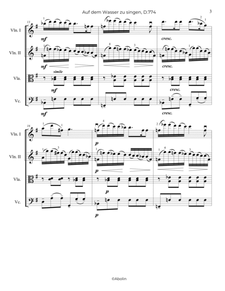 Schubert: Auf dem Wasser zu singen, D.774 - String Quartet image number null