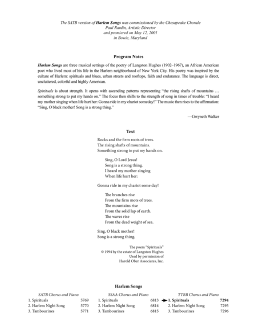 Spirituals from Harlem Songs TTBB scores gallery preview page 2