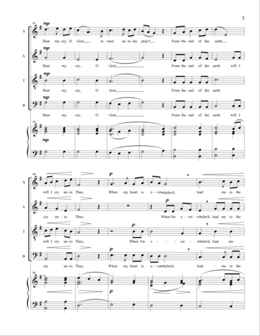 Hear My Cry, O God (SATB) 4-Part scores gallery preview page 3