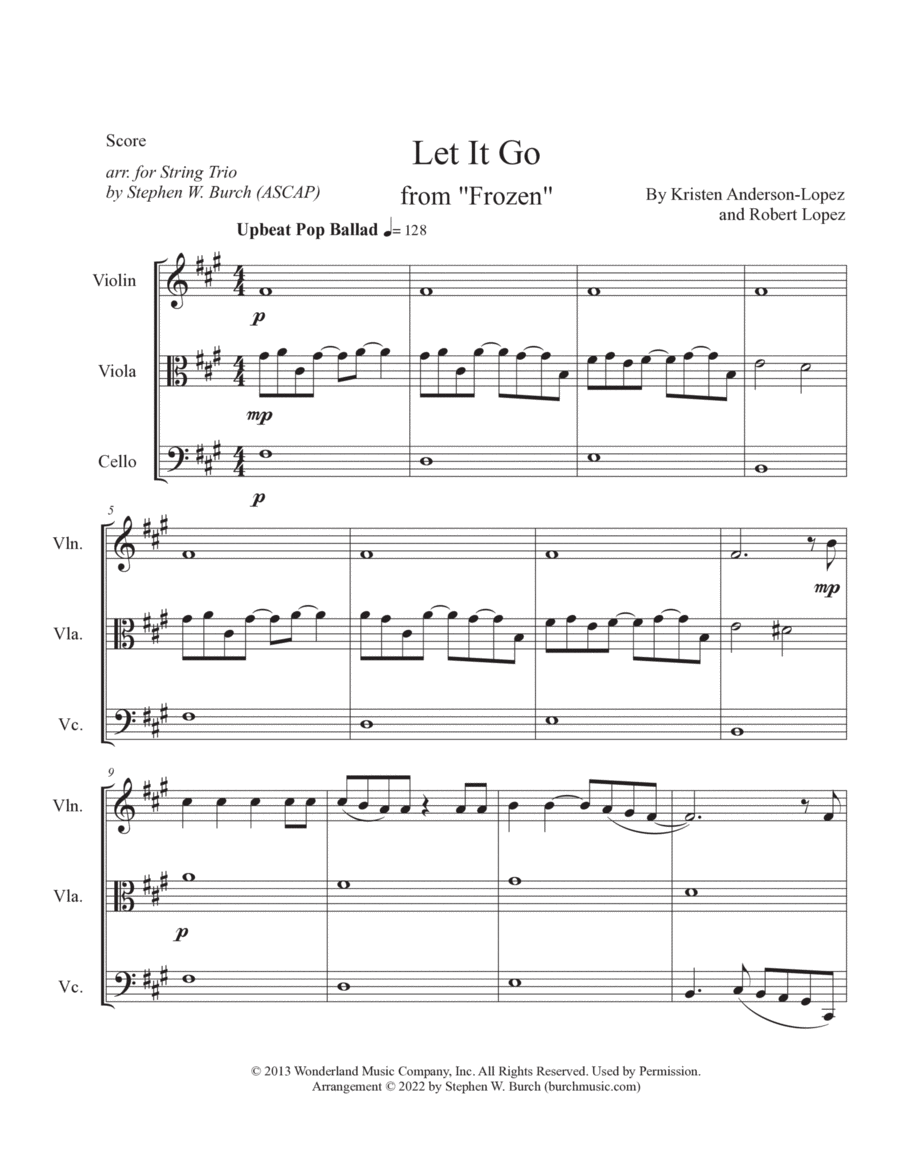 Let It Go String Trio scores gallery preview page 1
