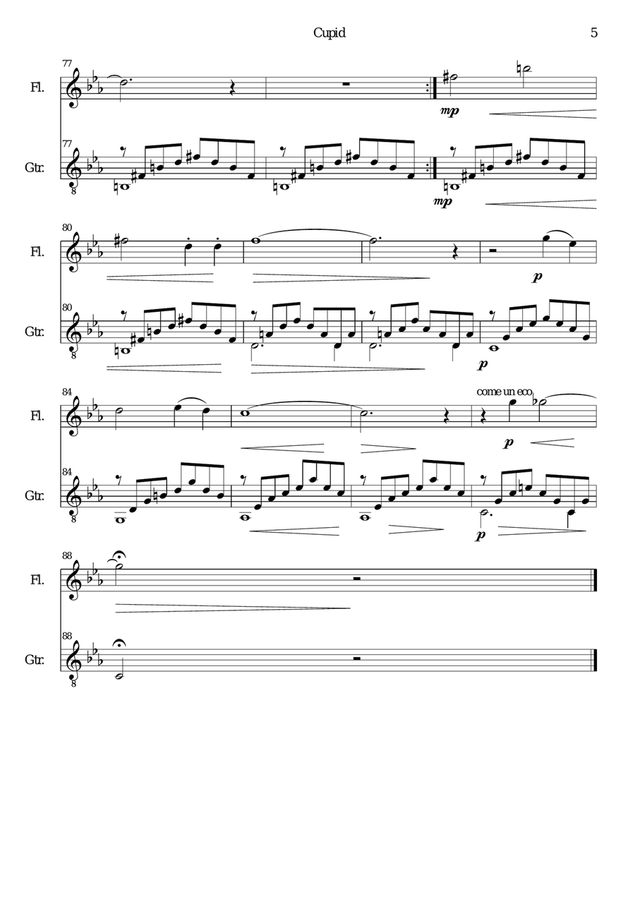 Cupid for flute and guitar Flute scores gallery preview page 5