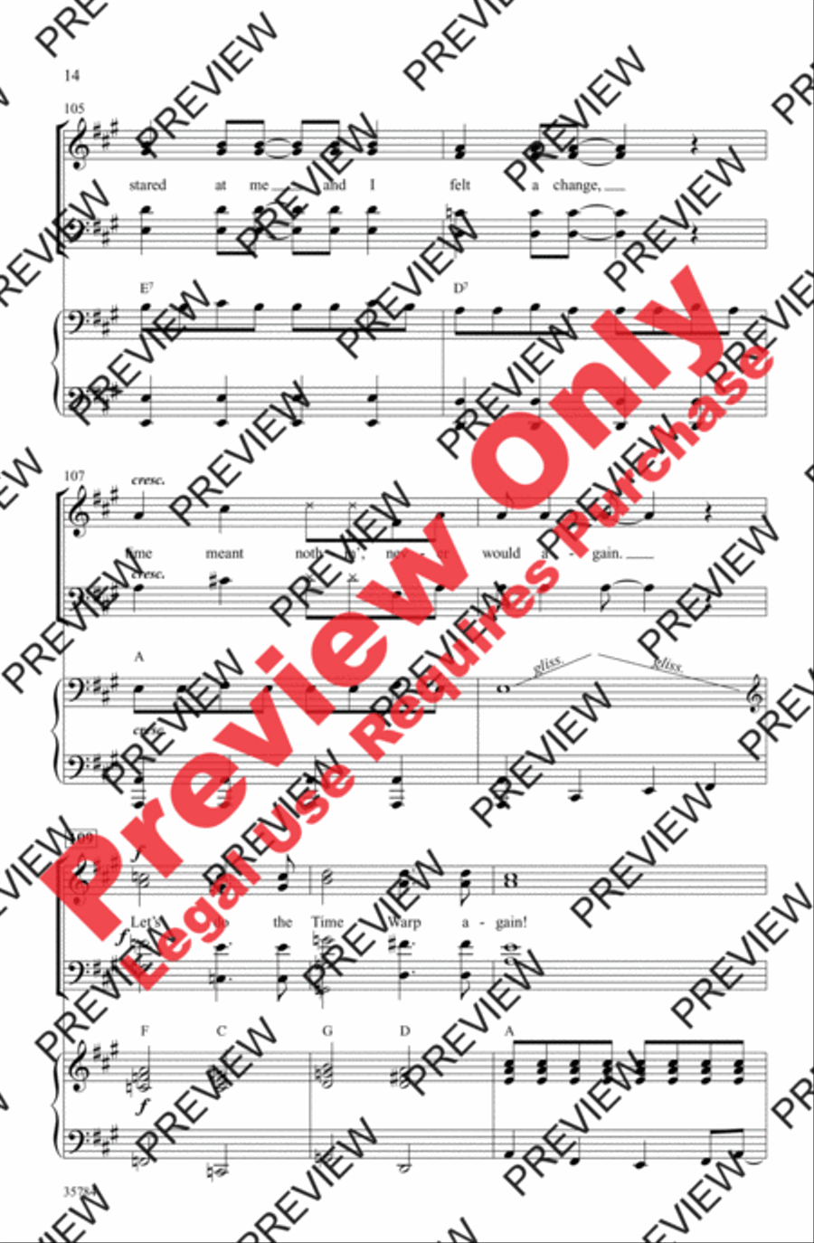 The Time Warp (from The Rocky Horror Picture Show) 4-Part scores gallery preview page 14