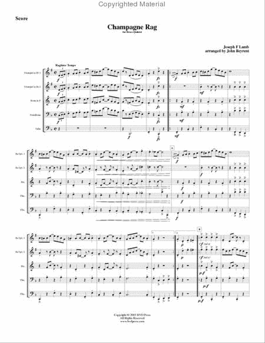 Champagne Rag Brass Quintet scores gallery preview page 2