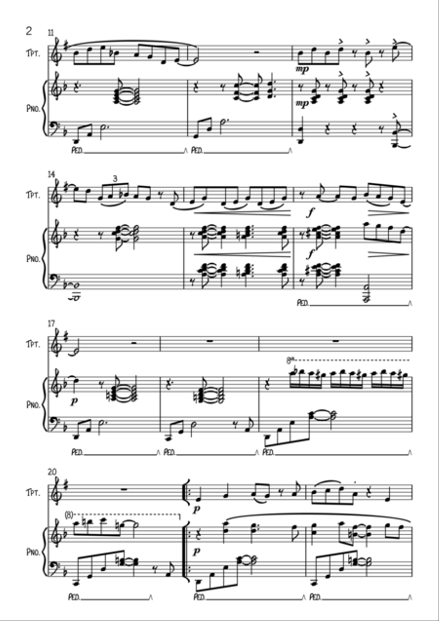 Wonderwall Trumpet Solo scores gallery preview page 3