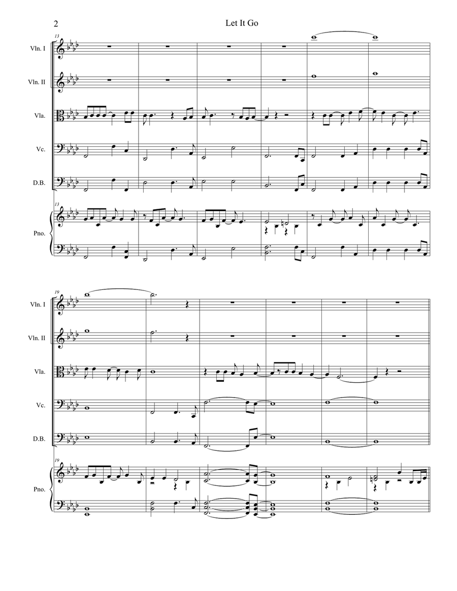 Let It Go (from Frozen) Piano Quintet scores gallery preview page 2