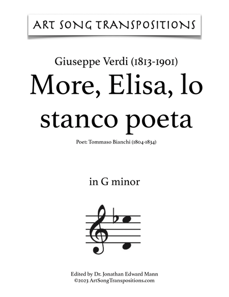 VERDI: More, Elisa, lo stanco poeta (transposed to G minor)