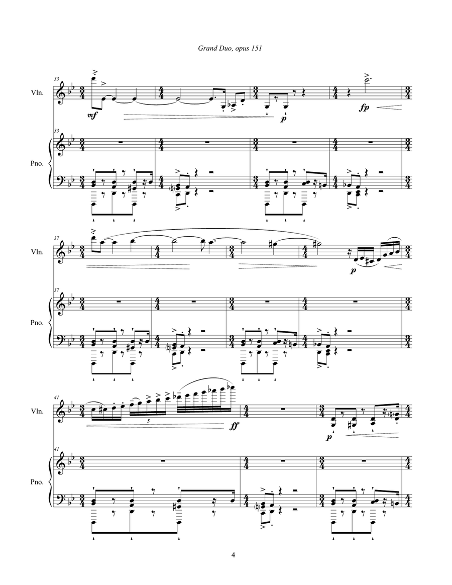 Grand Duo, opus 151 (2012) full score for violin and piano Violin Solo scores gallery preview page 6