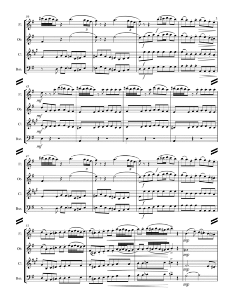 Mozart - Serenade in G, 'Eine kleine Nachtmusik' (for Woodwind Quartet) Woodwind Quartet scores gallery preview page 4