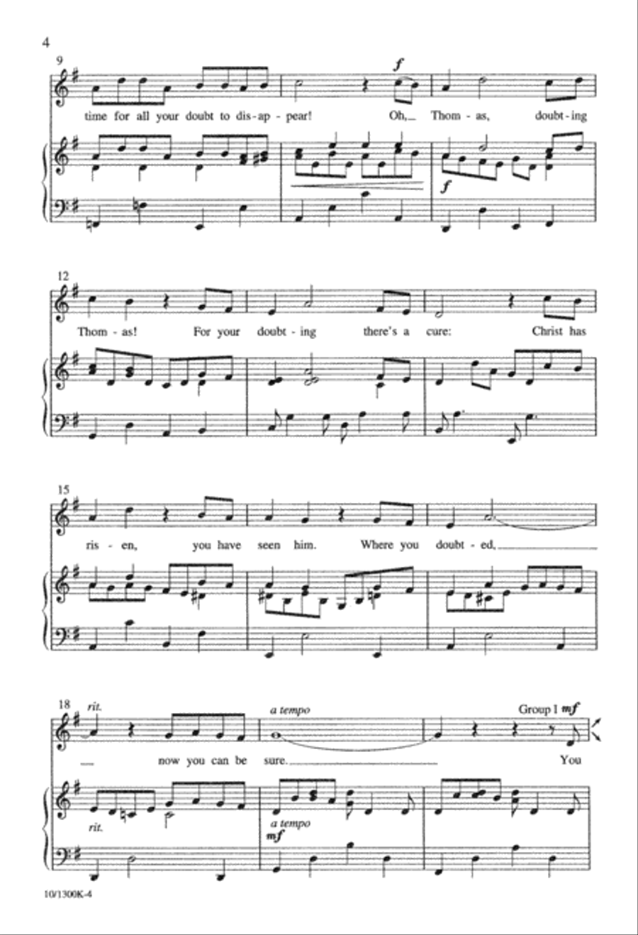 Doubting Thomas Unison Choir scores gallery preview page 4