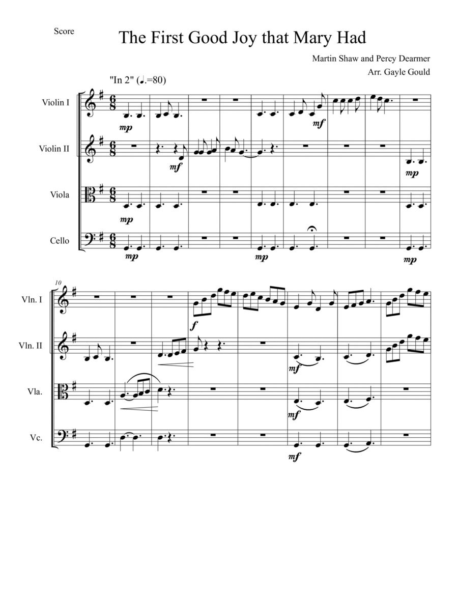 The Seven Joys of Mary - String Quartet String Quartet scores gallery preview page 1