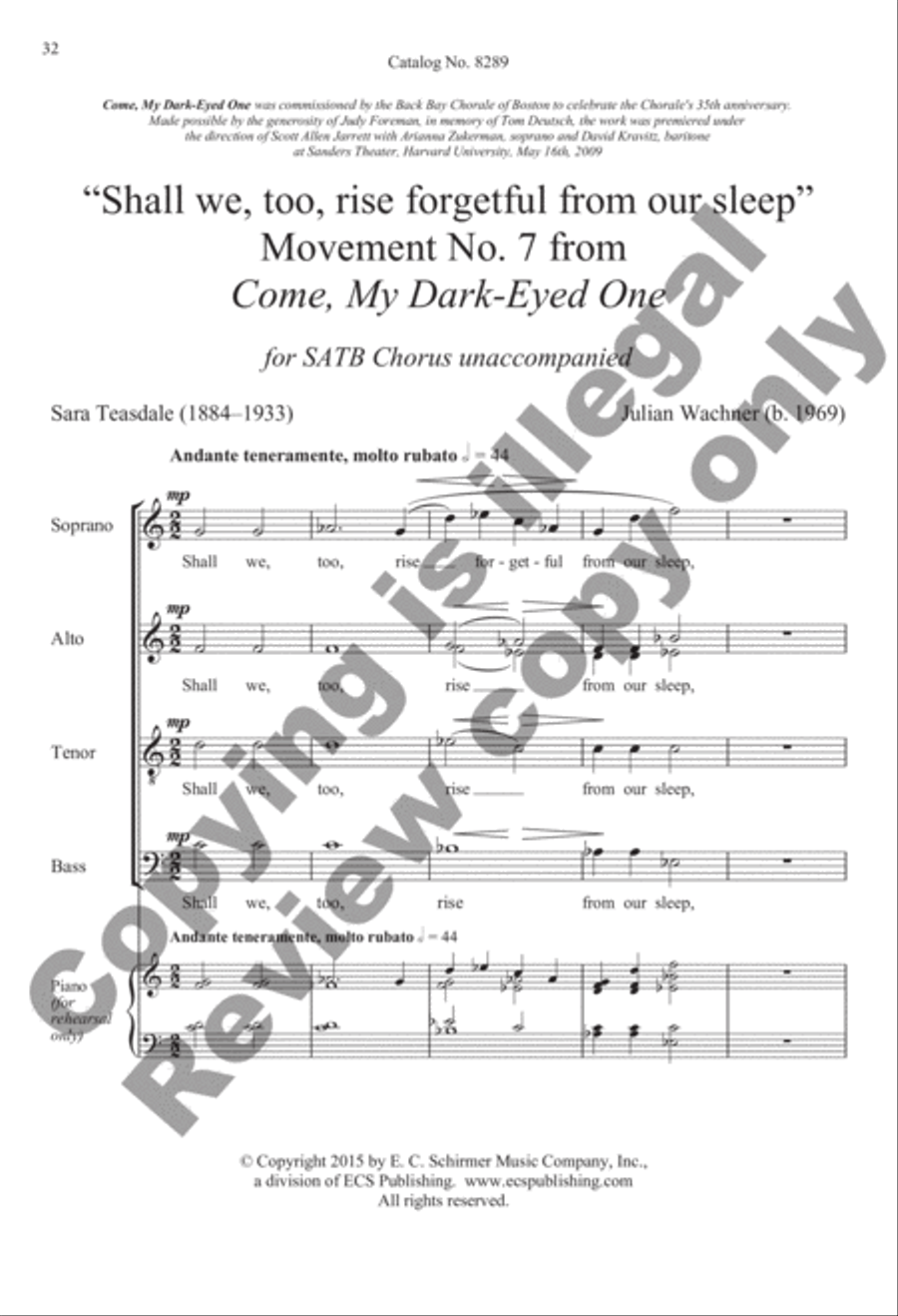 Selected Secular Choral Works of Julian Wachner 4-Part scores gallery preview page 40