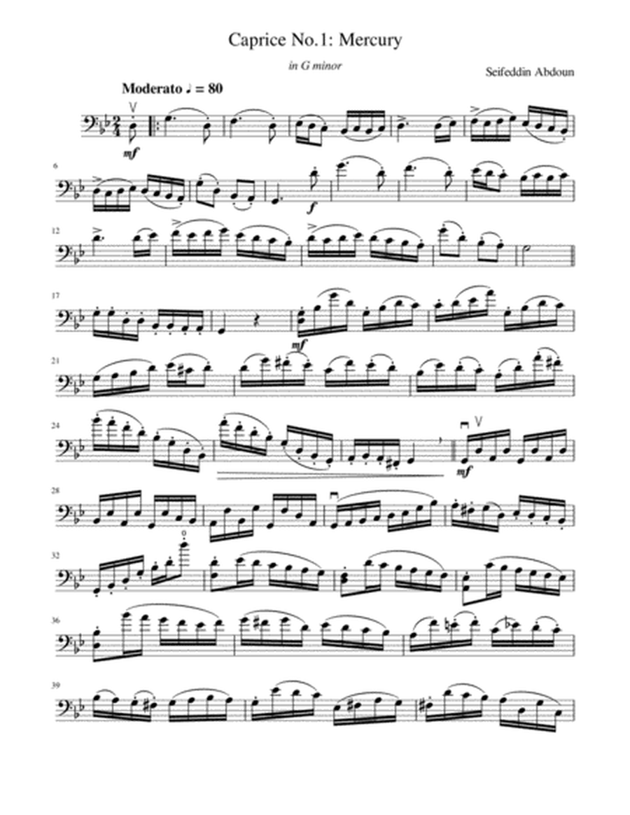 Cello Caprice No 1 (Mercury) in G minor image number null