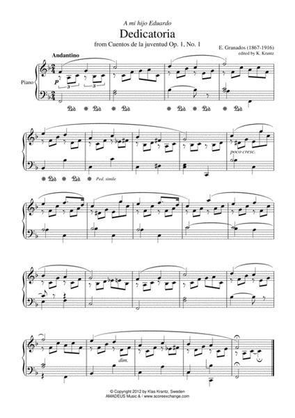 Dedicatoria Op. 1, No. 1 for piano solo image number null