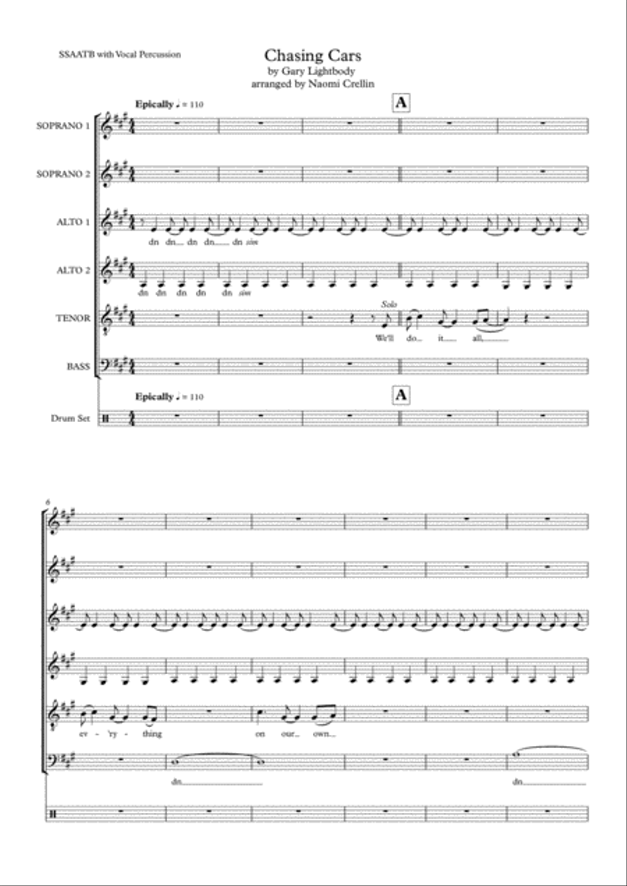 Chasing Cars 4-Part scores gallery preview page 1