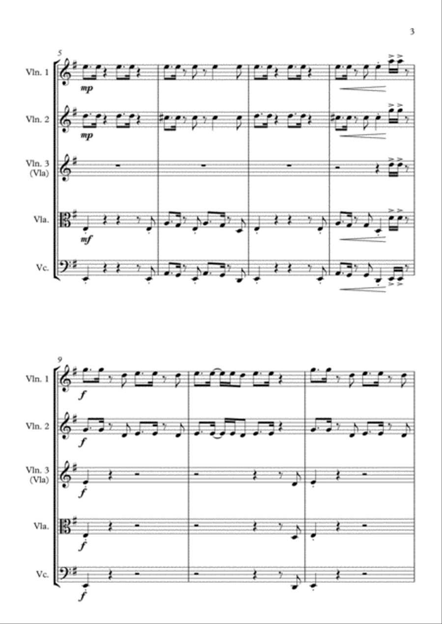 Uptown Funk String Quartet scores gallery preview page 3