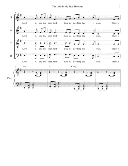 The Lord Is My True Shepherd (Solo and SATB) image number null
