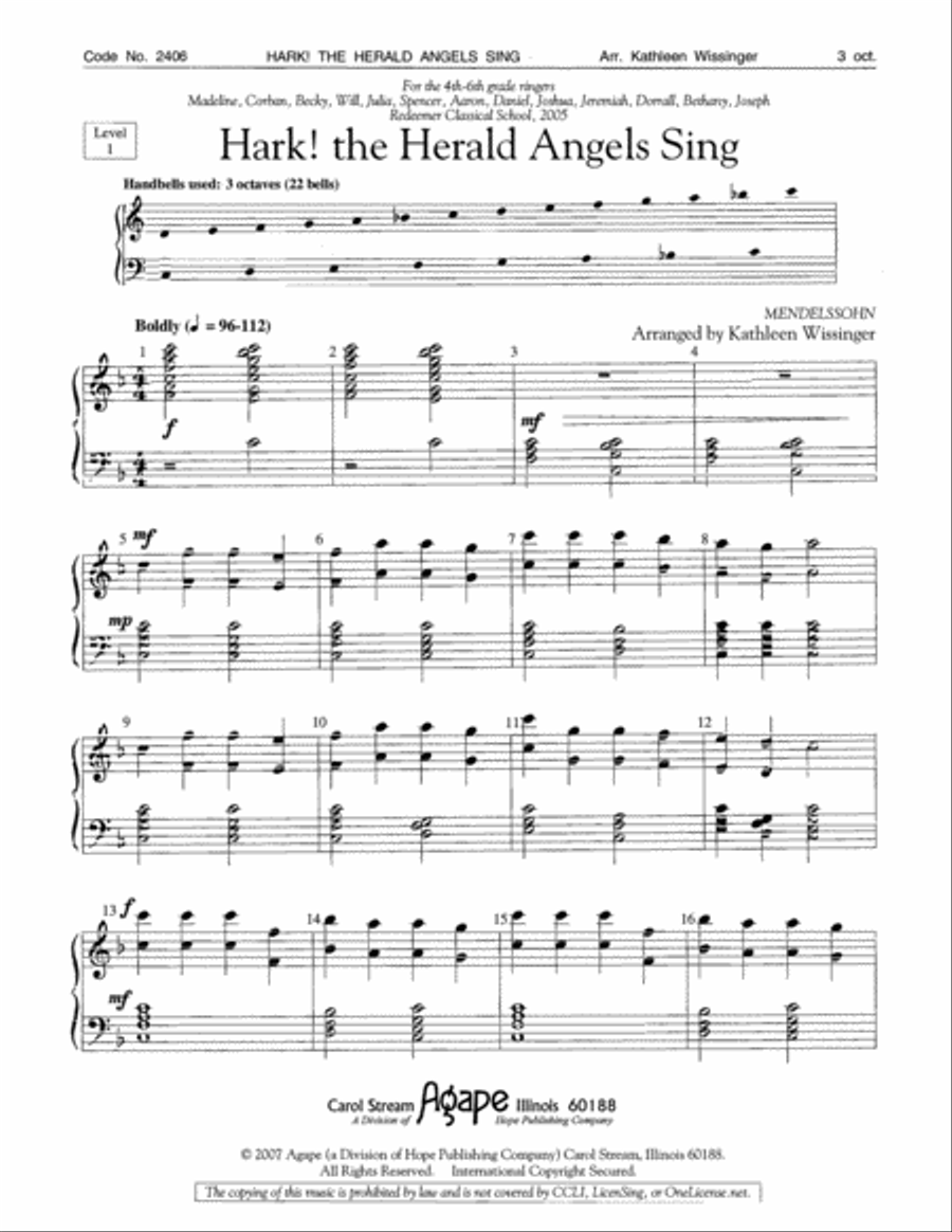 Hark! The Herald Angels Sing 3-Octaves scores gallery preview page 1