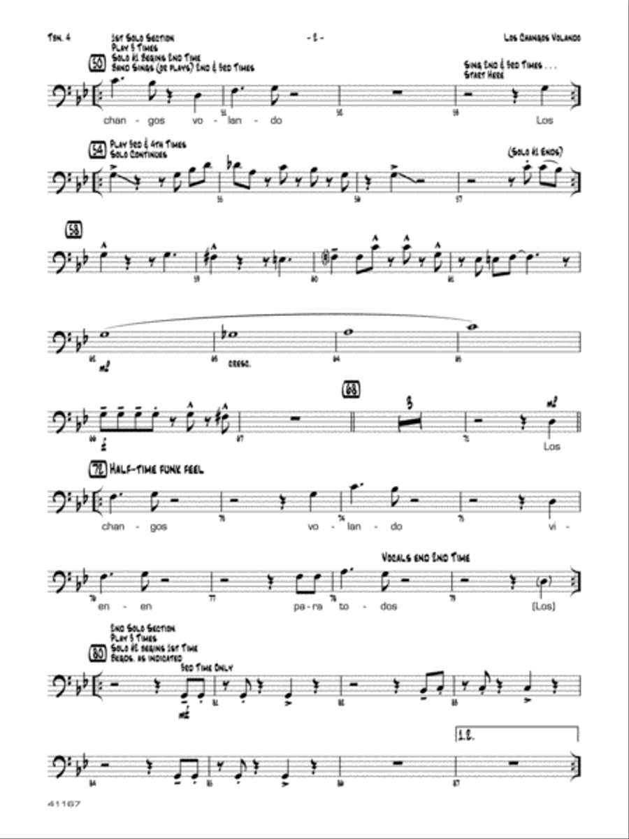 Los changos volando: 4th Trombone Jazz Ensemble scores gallery preview page 2