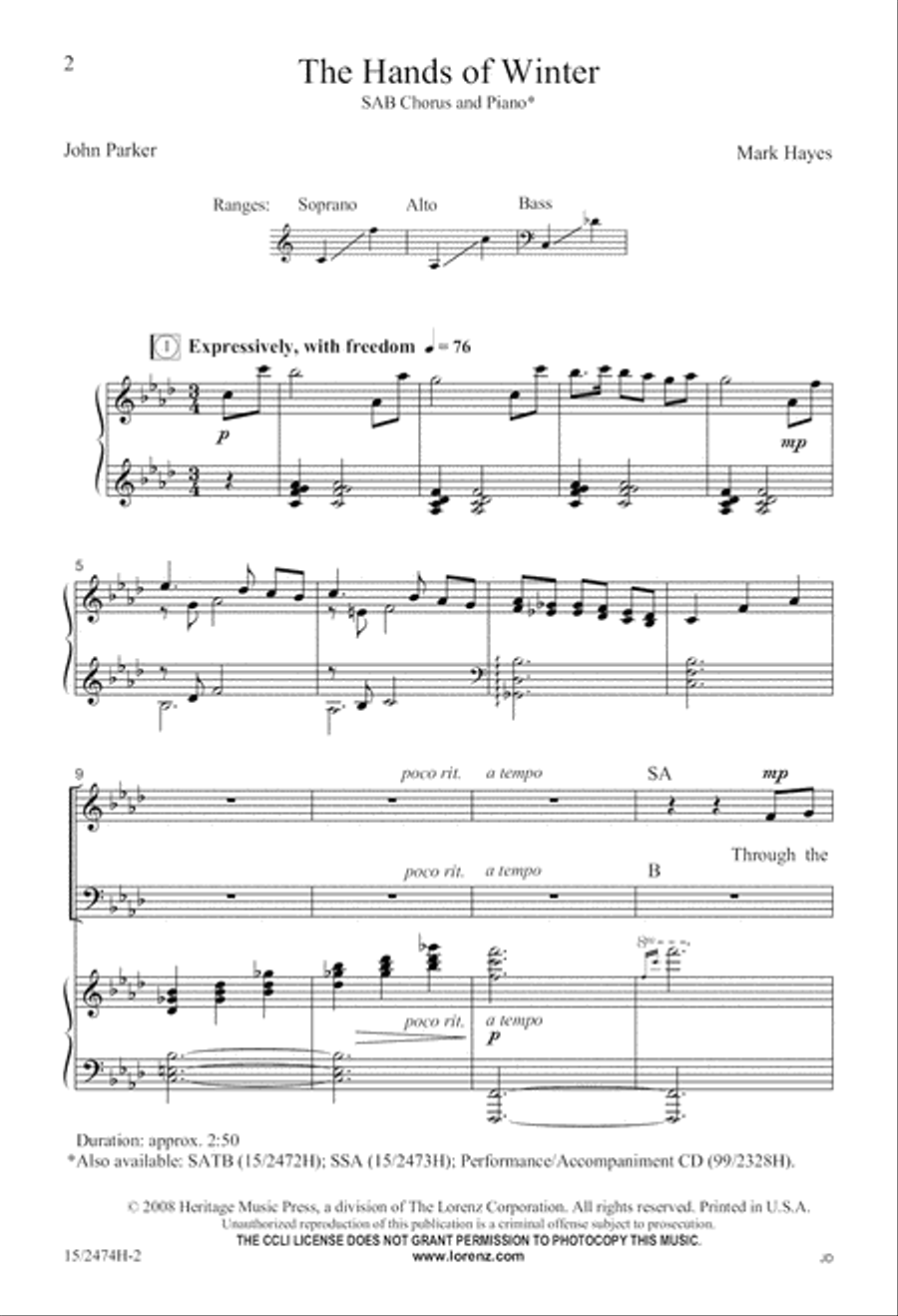 The Hands of Winter 3-Part scores gallery preview page 2