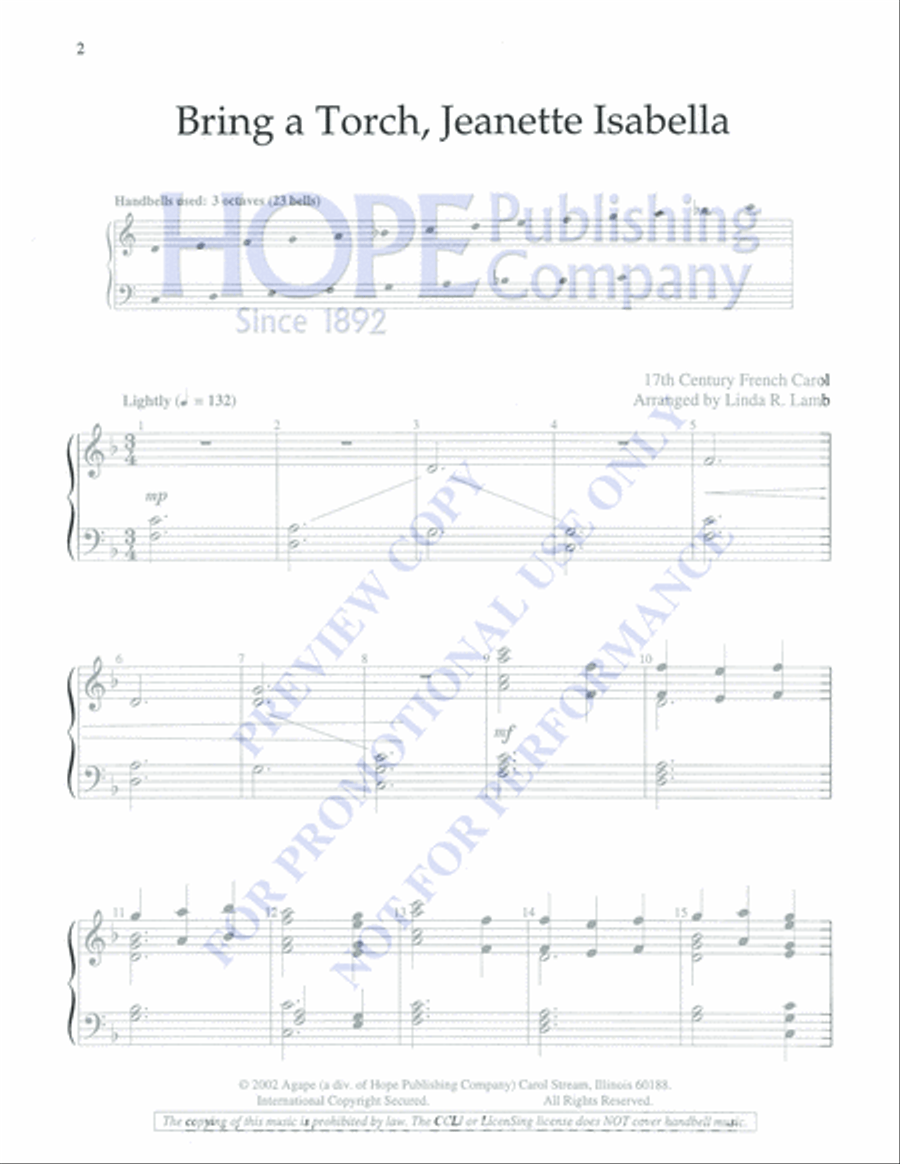 Bring a Torch, Jeanette Isabella 3-Octaves scores gallery preview page 2