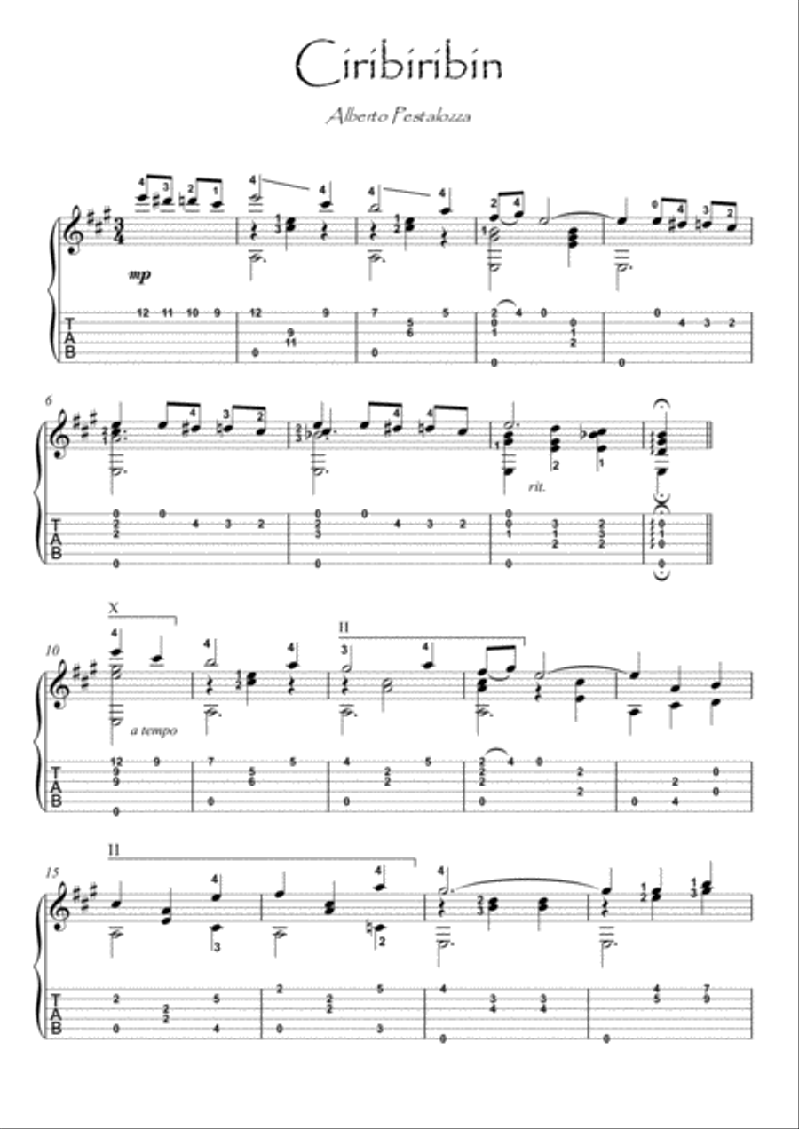 Ciribiribin guitar solo Ciribiribin guitar solo Acoustic Guitar scores gallery preview page 1
